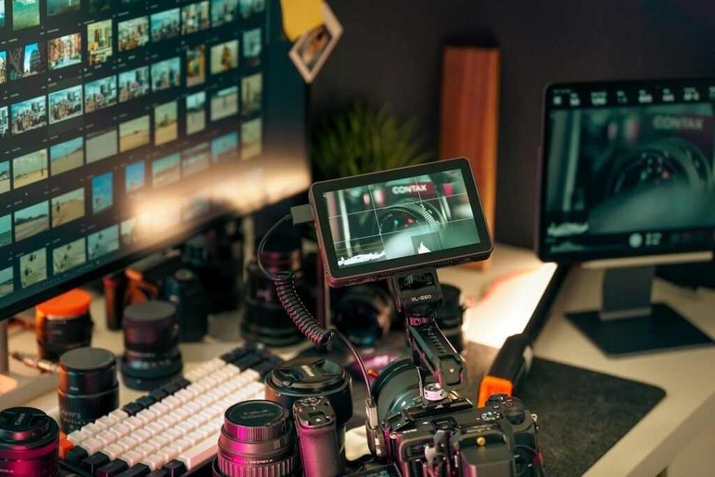 Professional video editing workstation for learning AI-powered YouTube automation and video editing
